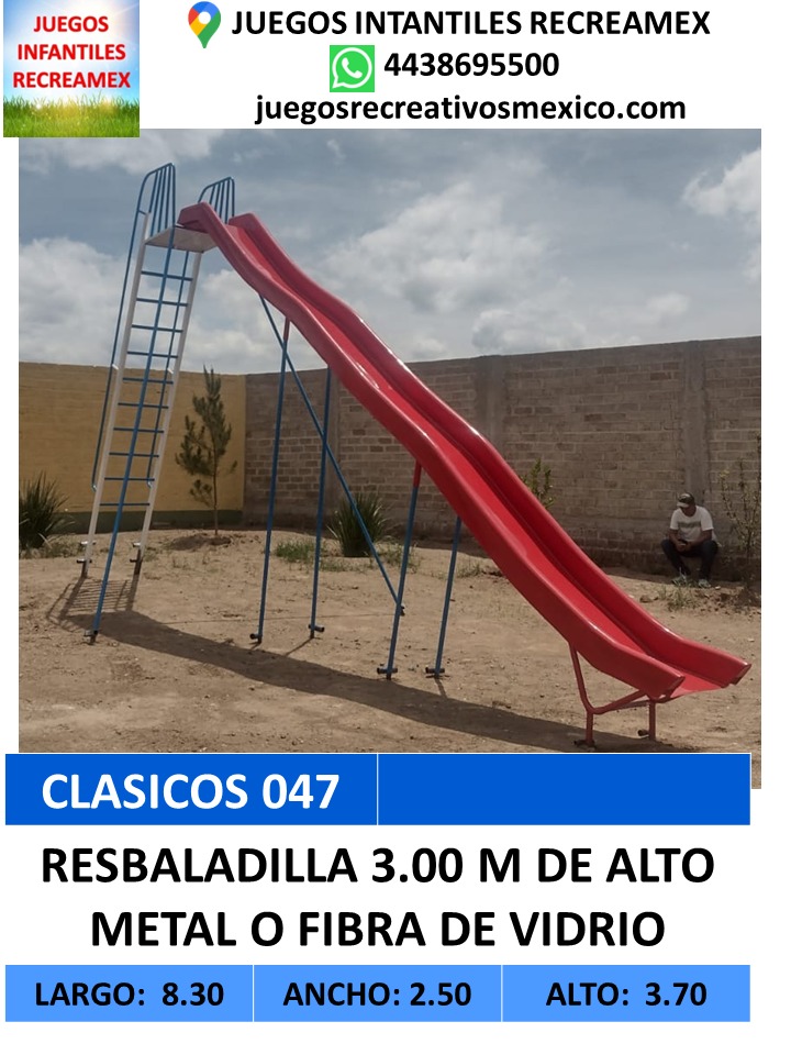 resbaladilla 3m de alto de metal fibra de vidrio